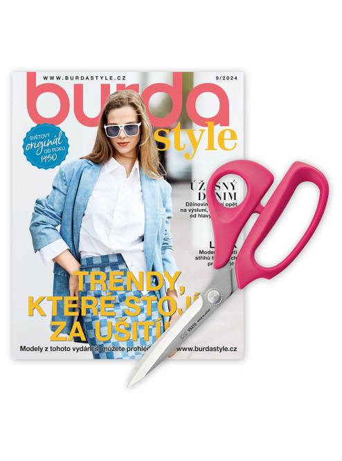 ROČNÍ PŘEDPLATNÉ BURDA STYLE + KREJČOVSKÉ NŮŽKY KAI - RŮŽOVÉ