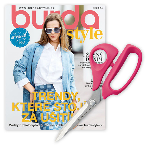 ROČNÍ PŘEDPLATNÉ BURDA STYLE + KREJČOVSKÉ NŮŽKY KAI - RŮŽOVÉ